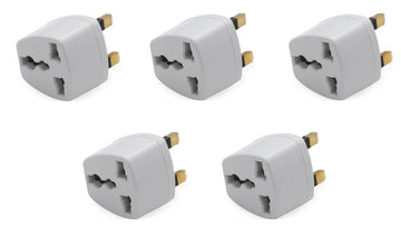 Lot de 5 adaptateurs secteur gb voyage uk prise electrique europeenne vers fiche anglaise - ECLATS DESTOCKAGE