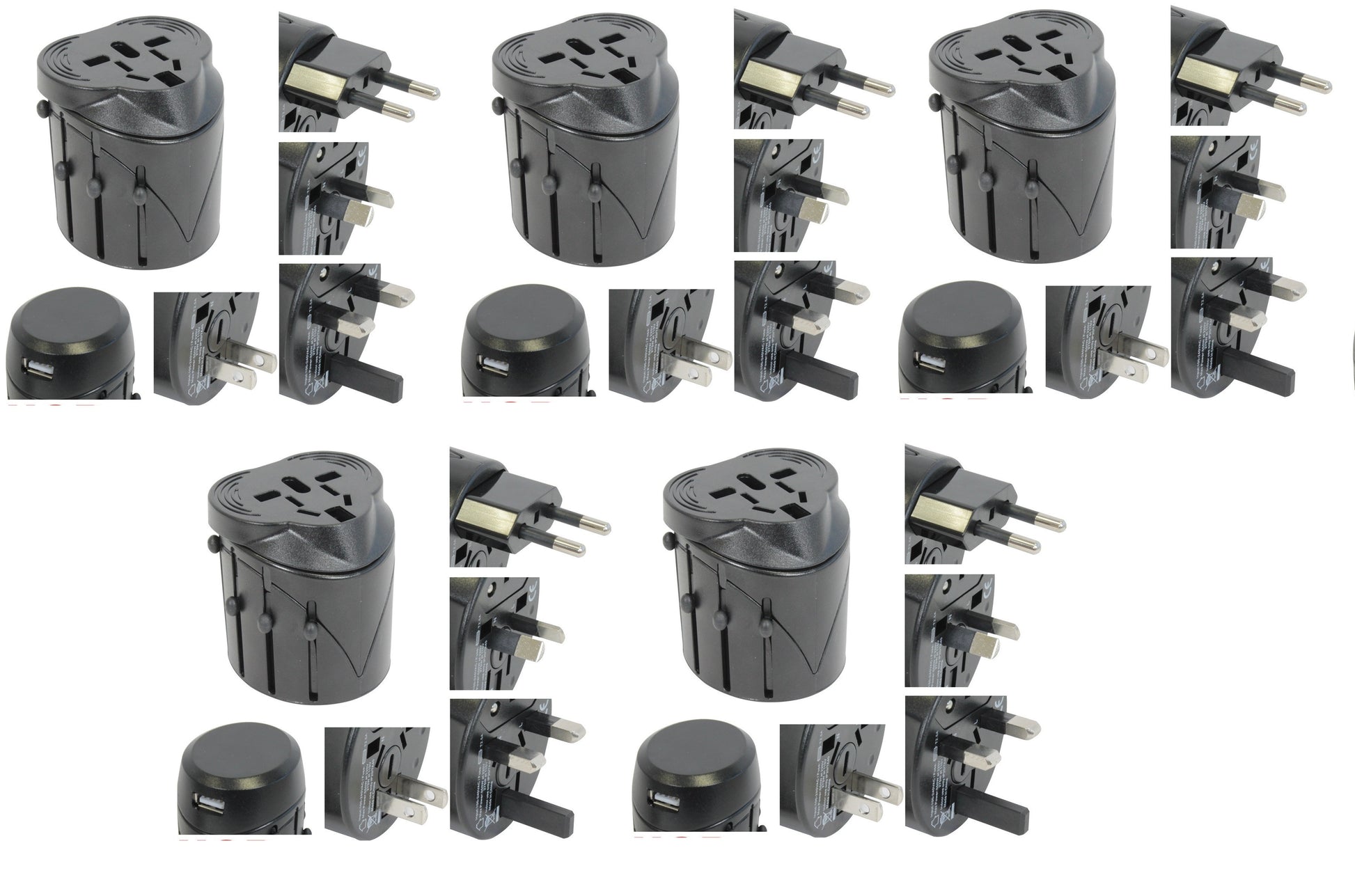 Lot de 5 adaptateurs secteur universel prise 150 pays avec usb voyage europe - ECLATS DESTOCKAGE