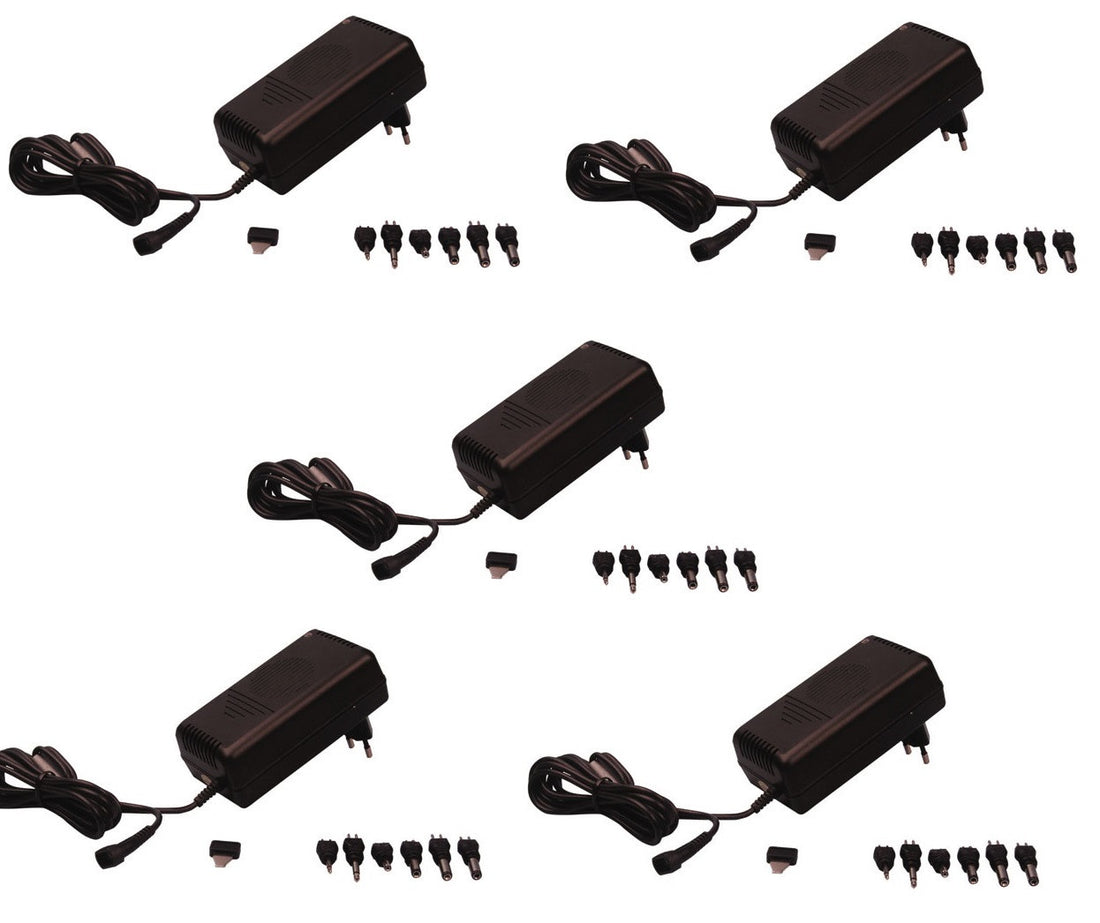 Lot de 5 alimentations stabilisee ac dc 230v 1.5a 2a 18w 3v 4.5v 6v 7.5v 9v 12v alim secteur 220v - ECLATS DESTOCKAGE