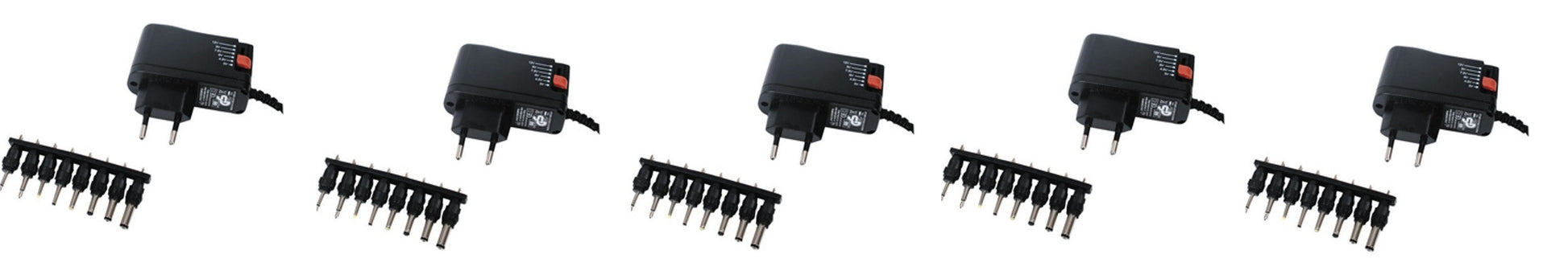 Lot de 5 alimentations universelles 110v 220v 10w 1.5a 3v 4.5v 6v 7.5v 9v 12v compacte secteur ECLATS DESTOCKAGE