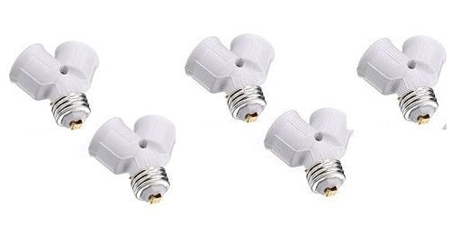 Lot de 5 douilles adaptation 2 ampoule led sortie double culot e27 lumiere eclairage 12v 24v 220v ECLATS DESTOCKAGE