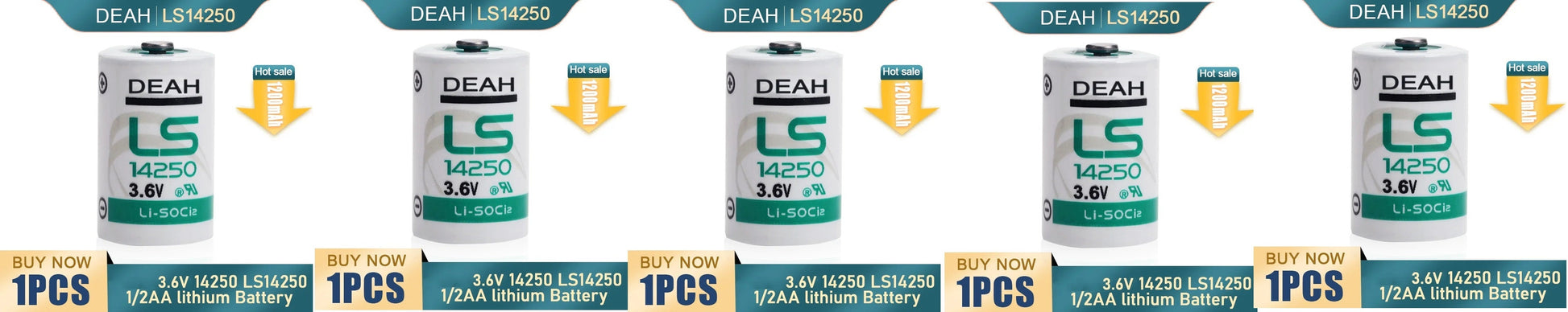 Lot de 5 piles lithium 3.6v 1/2 aa sl350 lr14250 tl5902 ls14250 tl4902 ls 14250 ECLATS DESTOCKAGE