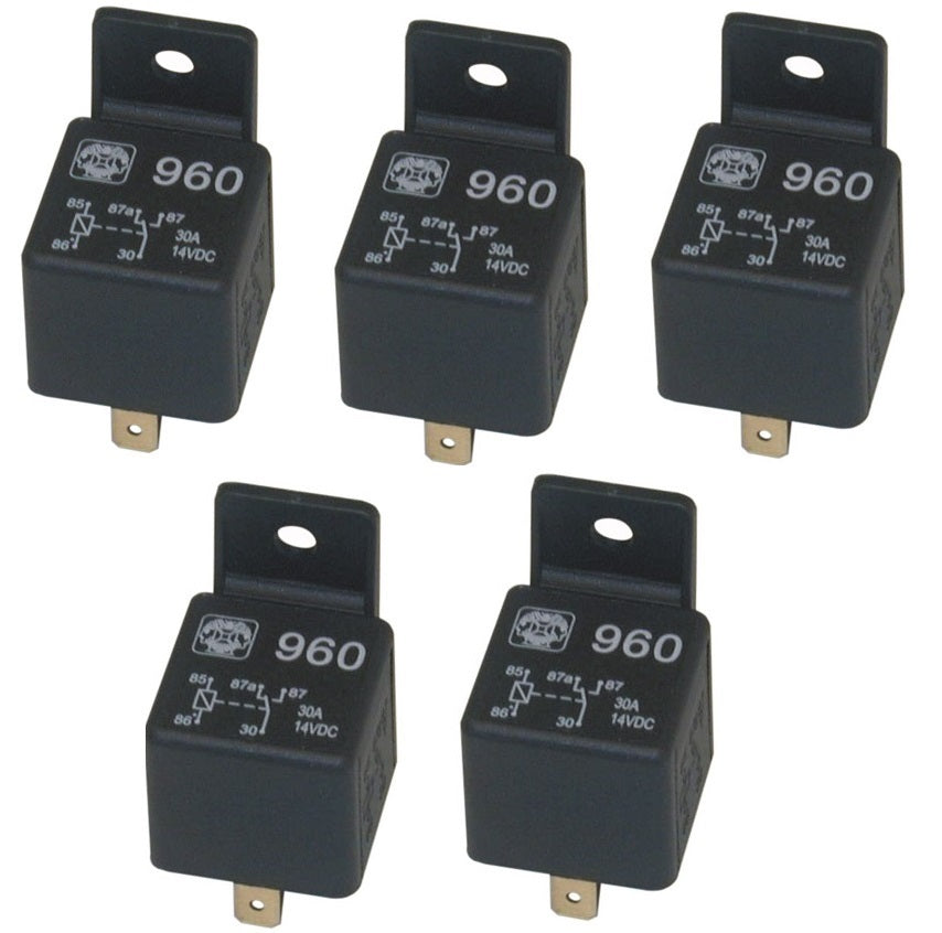 Lot de 5 relais 12v 20a 30a 5 pin broches special auto automobile 1 contact no/nf ECLATS DESTOCKAGE