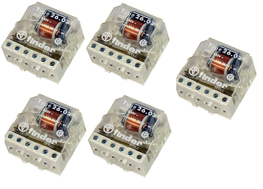 Lot de 5 telerupteurs bipolaire 220v r2602 relais finder r 26.02 10a interrupteur impulsion 230vca ECLATS DESTOCKAGE