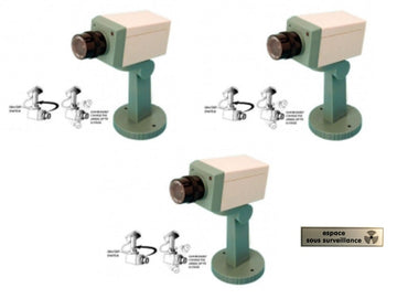Lot de 6 cameras factice + 1 etiquette video dissuasion cachee motorisee voyant clignotant detecteur ECLATS DESTOCKAGE