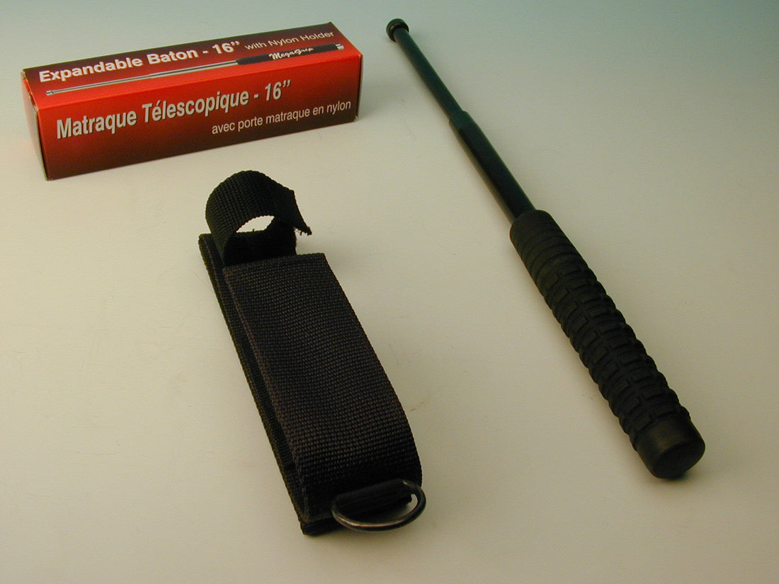 Matraque telescopique baton + housse 16 ø25mm 16/40cm arme self défense anti agression exb 16 MATTC ECLATS DESTOCKAGE