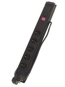 Multiprise 5 prises avec interrupteur et sécurité enfant noir 1.5 m - ECLATS DESTOCKAGE