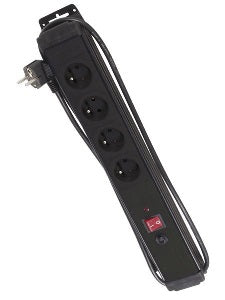 Multiprise électrique avec câble ebp04n Bloc 4 prises Noir 220v parafourdre - ECLATS DESTOCKAGE