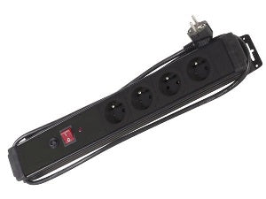 Multiprise électrique câble ebp04n Bloc 4 prises Noir 220v parafourdre - ECLATS DESTOCKAGE