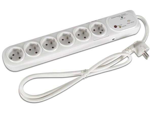 Multiprise parafoudre 6 prise 1 maitre 5 prises coupe veille surtension foudre orage netbp5/1ms - ECLATS DESTOCKAGE