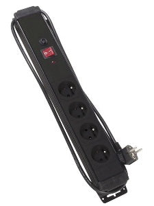 Multiprise parafoudre française 4 prises noire 1.5 m de câble - ECLATS DESTOCKAGE