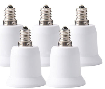 Pack de 5 adaptateurs convertisseur e14 a e27 douille ampoule led culot 12v 24v 48v 220v ECLATS DESTOCKAGE