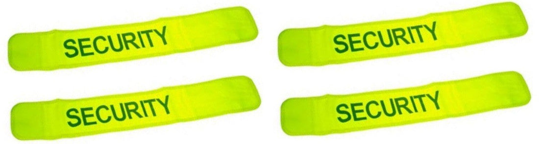 Pack de 4 brassards securite en471 jaune fluo security velcro visibilite protection bras ECLATS DESTOCKAGE