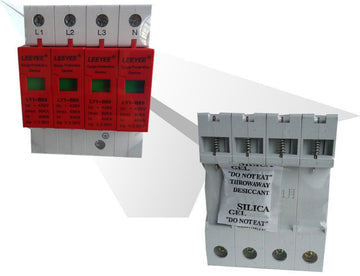 Parafoudre tetrapolaire 18mm haute capacite rail din 385v/420v 4 p 380v type 1 80ka parasurtenseur ECLATS DESTOCKAGE
