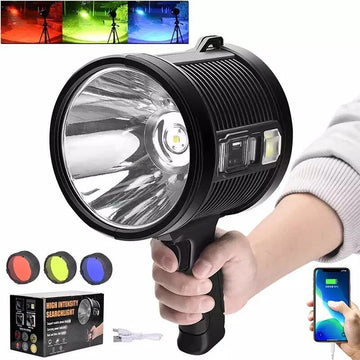 Phare à main rechargeable lampe portable XHP90 USB Batterie Lithium 9000mAh Rechargeable 15h ECLATS DESTOCKAGE