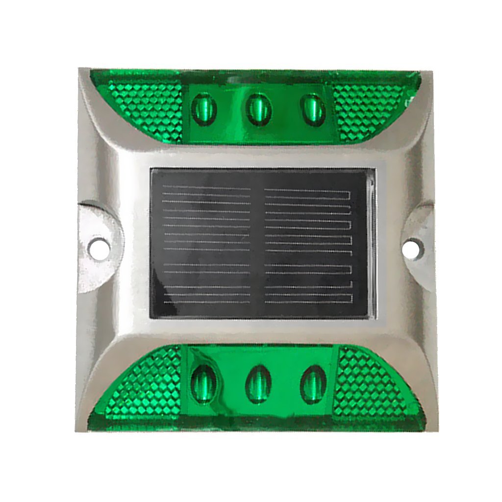 Plot routier vert coller balisage eclairage solaire 6 led route securité circulation signalisation ECLATS DESTOCKAGE