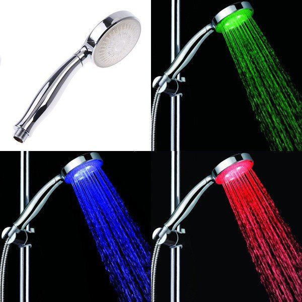 Pomme de douche led pommeau lumineux éclairage 7 couleurs douchette eclairage vert bleu rouge ECLATS DESTOCKAGE
