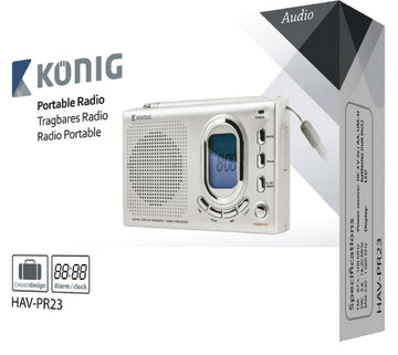 Poste radio portable am fm hav-pr10 affichage digital horloge alarme antenne telescopique konig ECLATS DESTOCKAGE