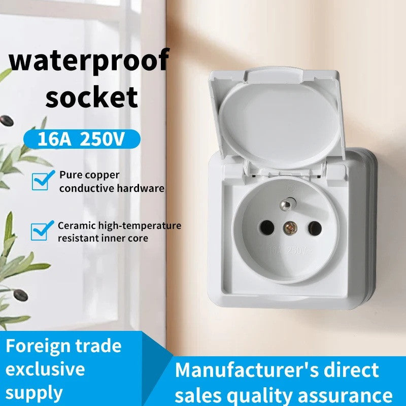 Prise murale externe anti-poussière 250V 10a 16a Standard européen français couvercle ABS ignifuge ECLATS DESTOCKAGE