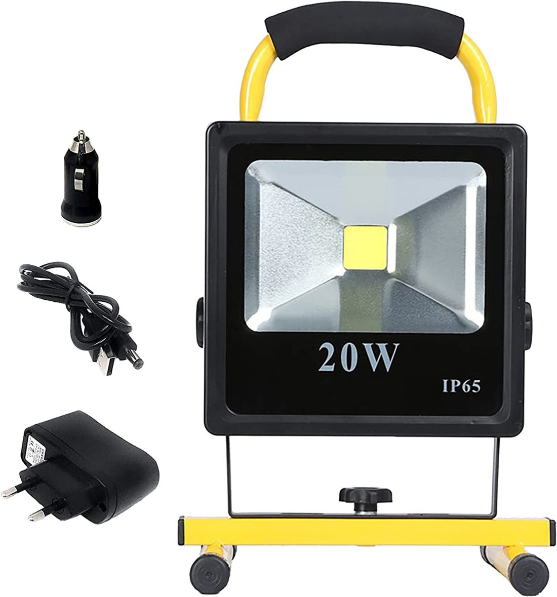 Projecteur LED Rechargeable 20W USB Spot eclairage Portable, Lampe IP65 Etanche Rotation à 360° ECLATS DESTOCKAGE