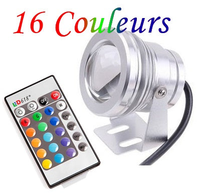 Projecteur spot rgb 10w led etanche exterieur lumiere eclairage lampe ampoule ip65 telecommande ECLATS DESTOCKAGE