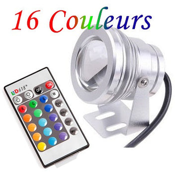 Projecteur spot rgb 10w led etanche exterieur lumiere eclairage lampe ampoule ip65 telecommande ECLATS DESTOCKAGE
