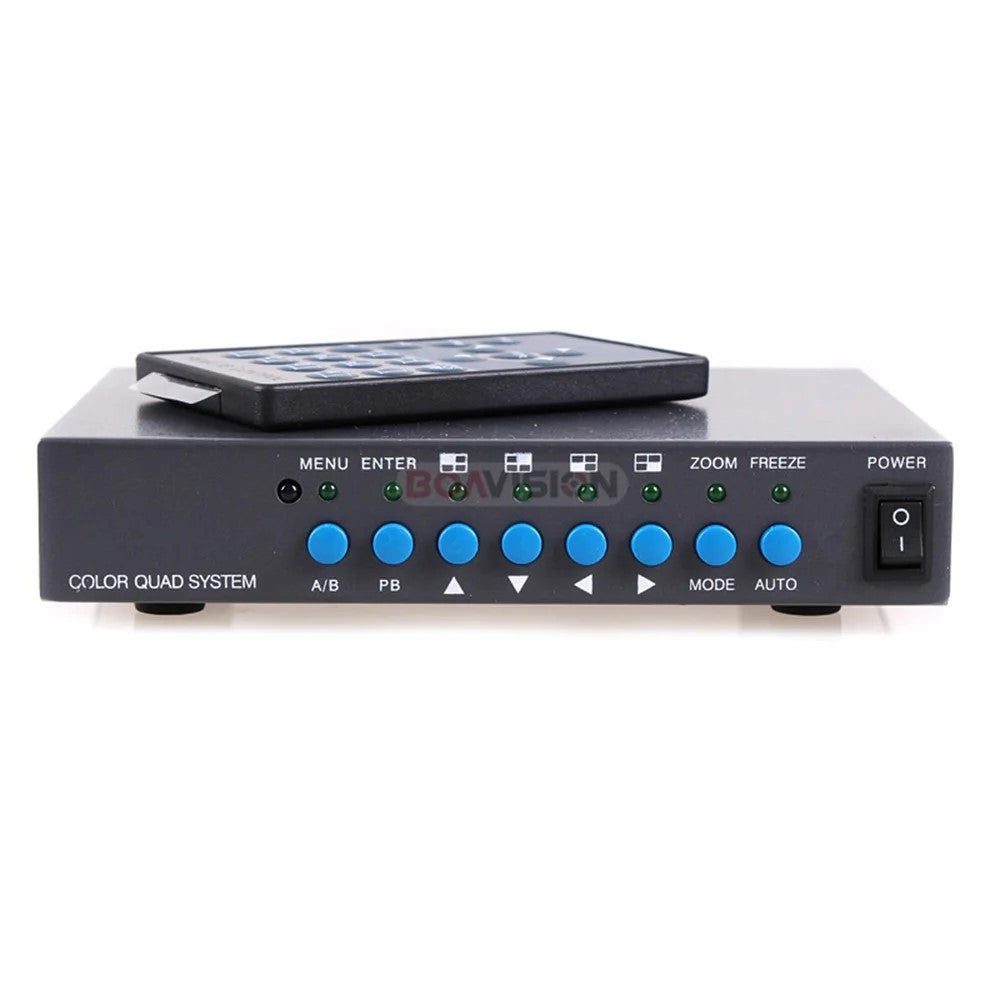 Quadravision 4 canaux couleur sécurité video CCTV Multiplexeur avec audio Zoom ECLATS DESTOCKAGE