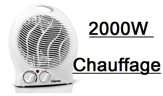Radiateur chauffage soufflant chaud puissances 2000w 1000w hiver ECLATS DESTOCKAGE
