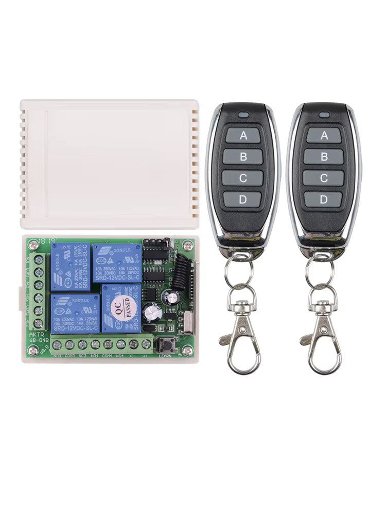 Recepteur radio rolling code 12v 4 ch + 2 telecommandes 4 canaux Commutateur Lumiere Relais 433Mhz ECLATS DESTOCKAGE