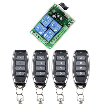 Recepteur radio rolling code 12v 4 ch + 4 telecommandes 4 canaux Commutateur Lumiere Relais 433Mhz ECLATS DESTOCKAGE