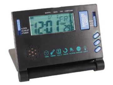 Reveil de voyage multifonctions retro eclairage date alarme temperature horloge velleman wt55 ECLATS DESTOCKAGE