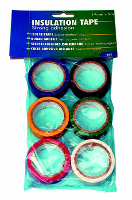 Ruban isolation electricité (lot de 6 rouleaux scotch couleur adhesif 5m) pour isoler t5s ECLATS DESTOCKAGE