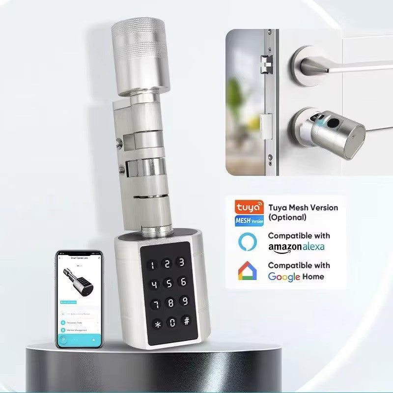 Serrure cylindre + passerelle usb wifi tuya bluetooth empreinte digitale clavier code + 2 tags 1.56mhz ECLATS DESTOCKAGE