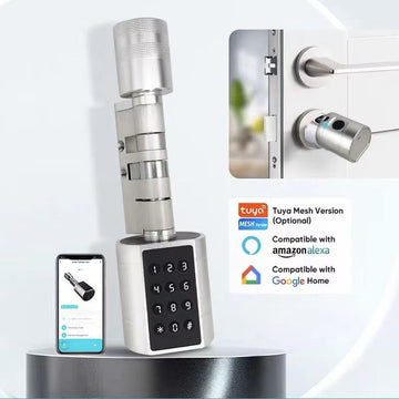 Serrure cylindre + passerelle usb wifi tuya bluetooth empreinte digitale clavier code + 2 tags 1.56mhz ECLATS DESTOCKAGE