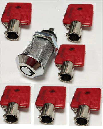 Serrure electrique 2 plots 1 sortie 6 clefs rondes m19 code identique interrupteur marche arret commutateur ECLATS DESTOCKAGE