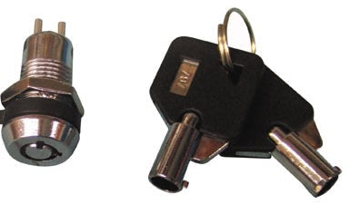 Serrure electrique interrupteur marche arret commutateur 2 plots 2 clefs rondes capuchon plastique ECLATS DESTOCKAGE