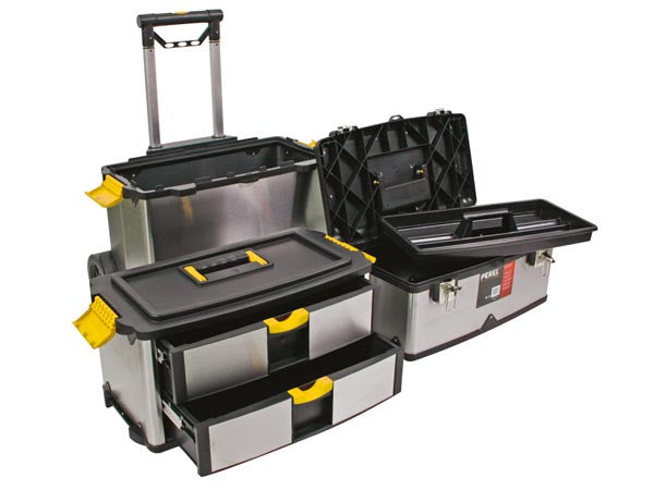 Servante otba4 occasion a outils metal a roulettes 3 compartiments coffre rangement ECLATS DESTOCKAGE