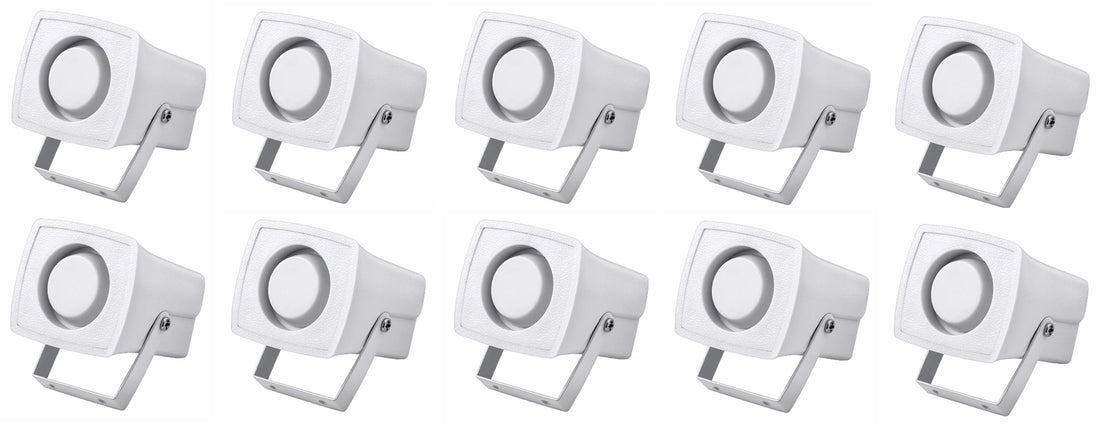 10 Sirènes 105db 110db blanche 6v 7v 8v 9v 10v 11v 12v 13v etanche alarme electronique sonore ECLATS DESTOCKAGE