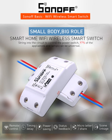 Sonoff Basic Interrupteur sans fil Intelligent WIFI Commutateur Intelligent pour MQTT COAP Maison ECLATS DESTOCKAGE