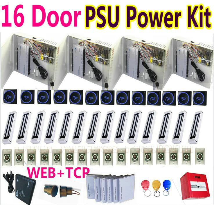 Système contrôle accès 16 portes 16 lecteur cartes RFID 16 serrure, TCP, logiciel PC ECLATS DESTOCKAGE