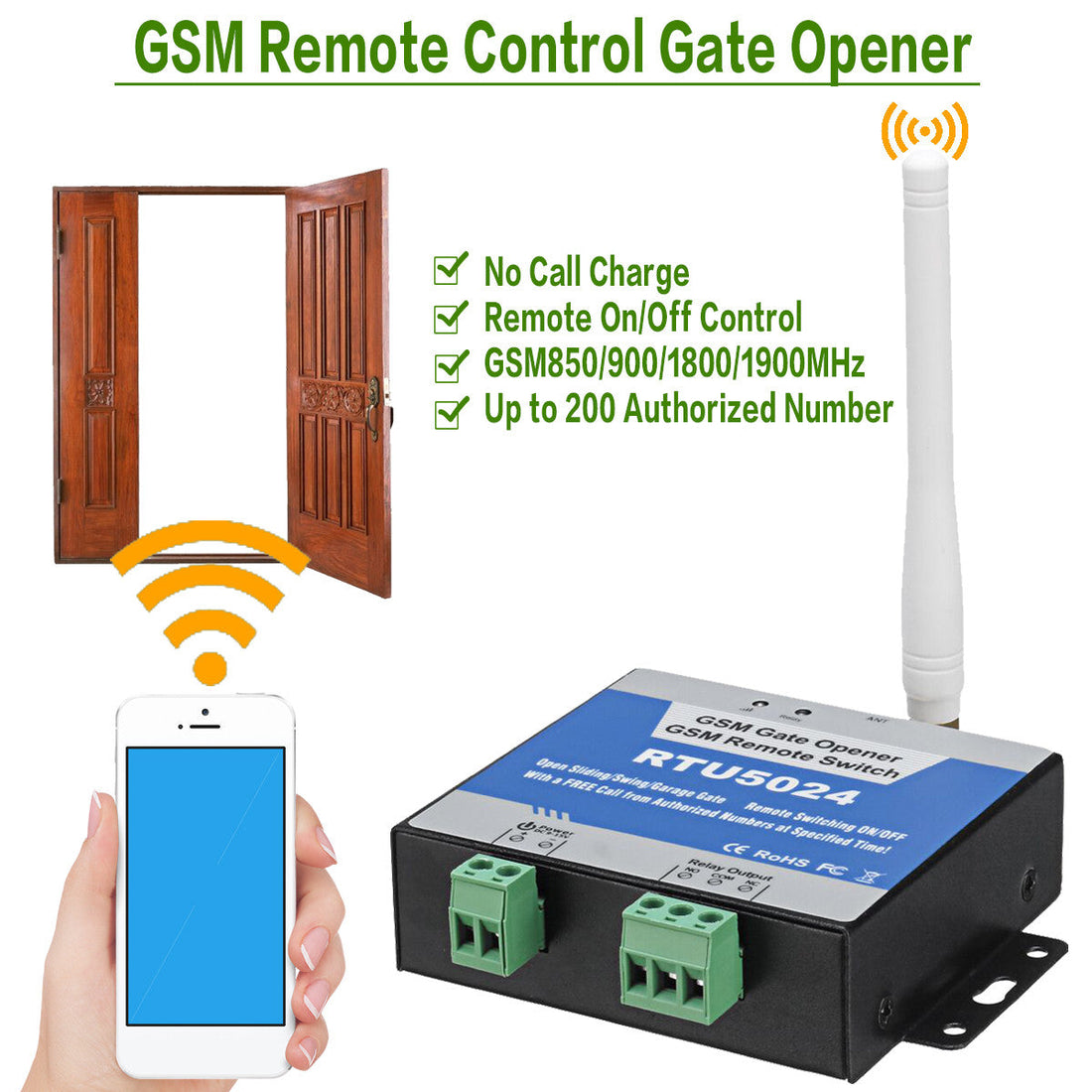 Système d ouverture de garage 12v rtu5024 200 utilisateurs commande gsm sortie alarme antenne base ECLATS DESTOCKAGE