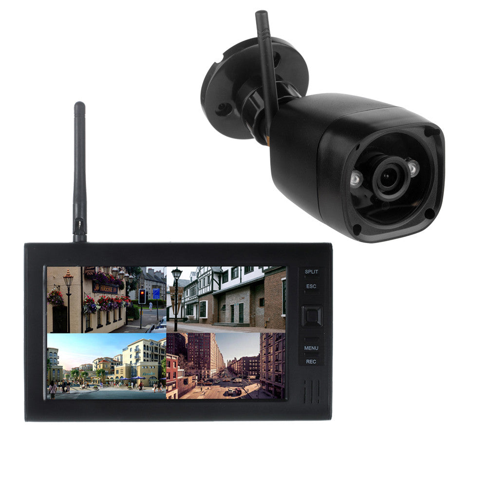 Système de sécurité domestique moniteur video 7 " 1 caméra sans fil, 2.4G SD dvr 4 canaux ECLATS DESTOCKAGE