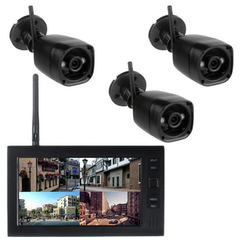 Système de sécurité domestique moniteur video 7 " 3 caméra sans fil, 2.4G SD dvr 4 canaux ECLATS DESTOCKAGE