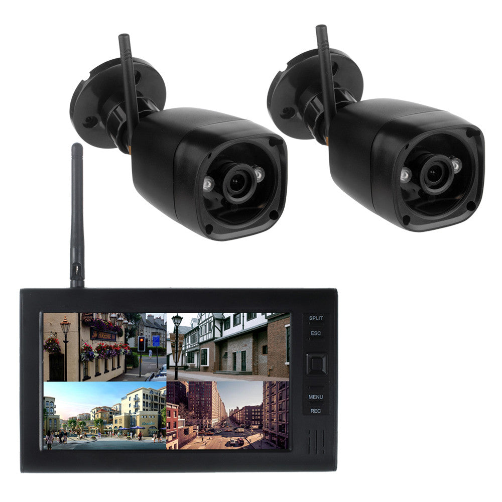 Système de sécurité domestique moniteur video 7 " 2 caméra sans fil, 2.4G SD dvr 4 canaux ECLATS DESTOCKAGE
