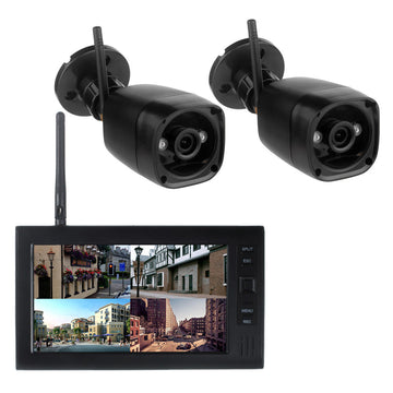 Système de sécurité domestique moniteur video 7 " 2 caméra sans fil, 2.4G SD dvr 4 canaux ECLATS DESTOCKAGE