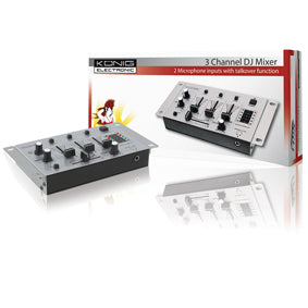 Table de mixage 3 canaux dj 2 entrees kn djmixer10 micro 1 entree cd sonorisation könig ECLATS DESTOCKAGE