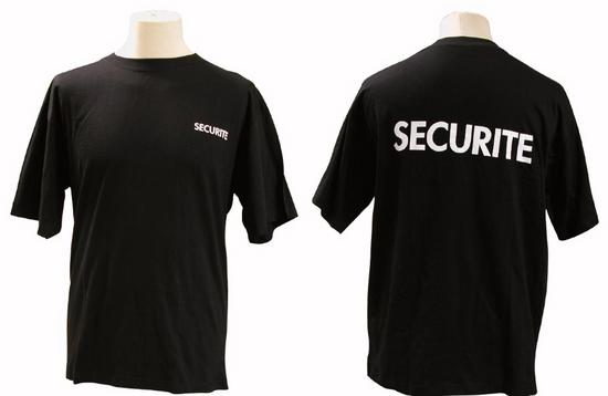 Tee shirt securite xl t shirt noir police vetement equipement personel protection vigile ECLATS DESTOCKAGE