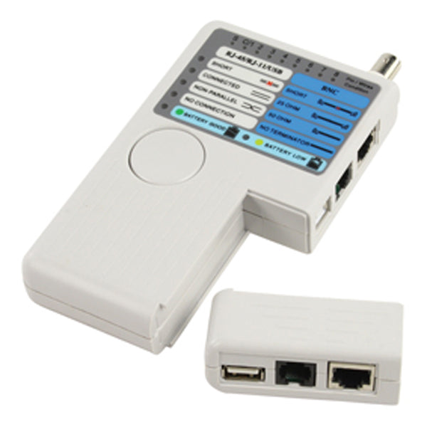 Testeur de cable controle cordon lan könig cmp-rct1 rj45 rj11 usb et coax bnc ECLATS DESTOCKAGE