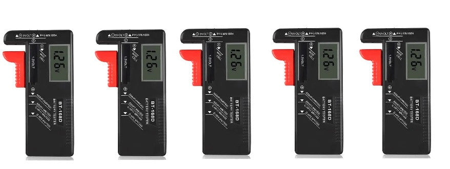 5 x Testeur de piles aaa (lr3), aa (lr6), c (lr14), d (lr20), 9v et piles bouton BT-168D ECLATS DESTOCKAGE