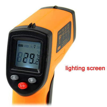 Thermometre afficheur lcd laser jaune infrarouge temperature deperdition 380°c -50°c ECLATS DESTOCKAGE